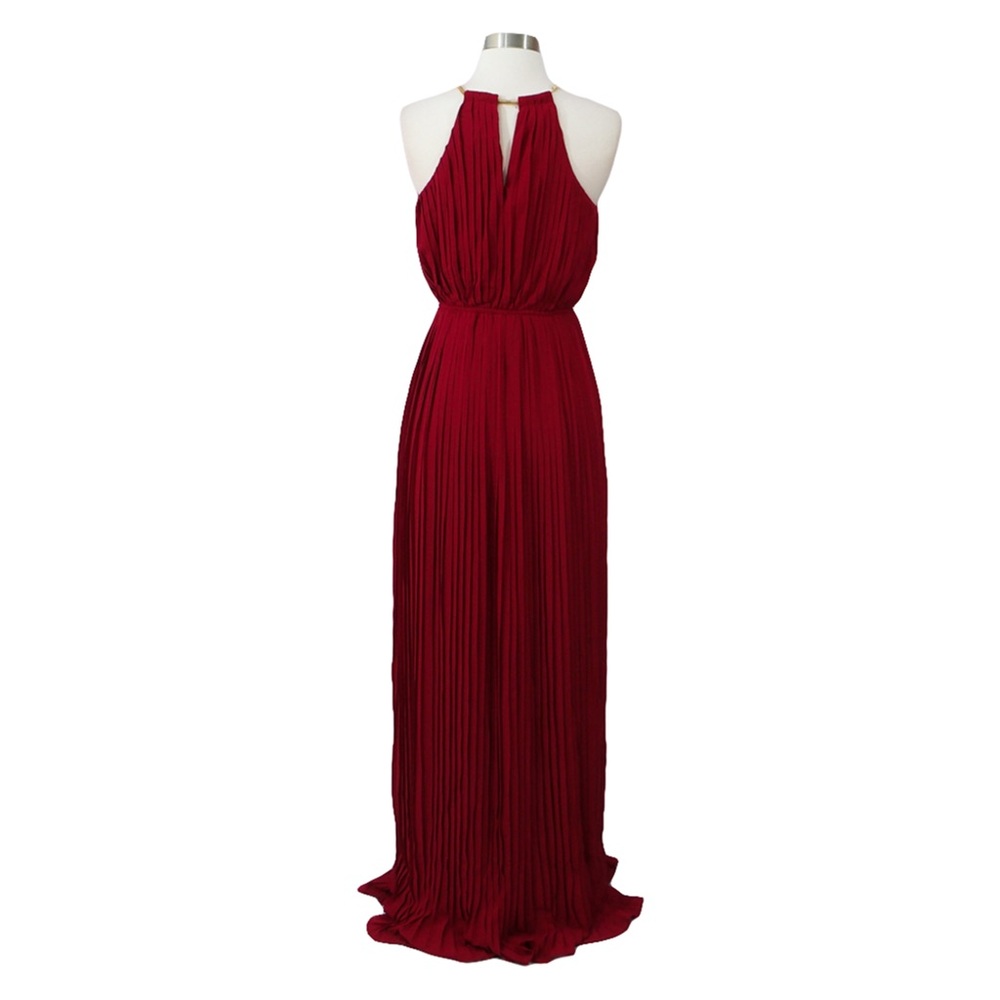 ❗️FINAL PRICE❗️Dark Red Halter Pleated Maxi Dress - Picture 7 of 7