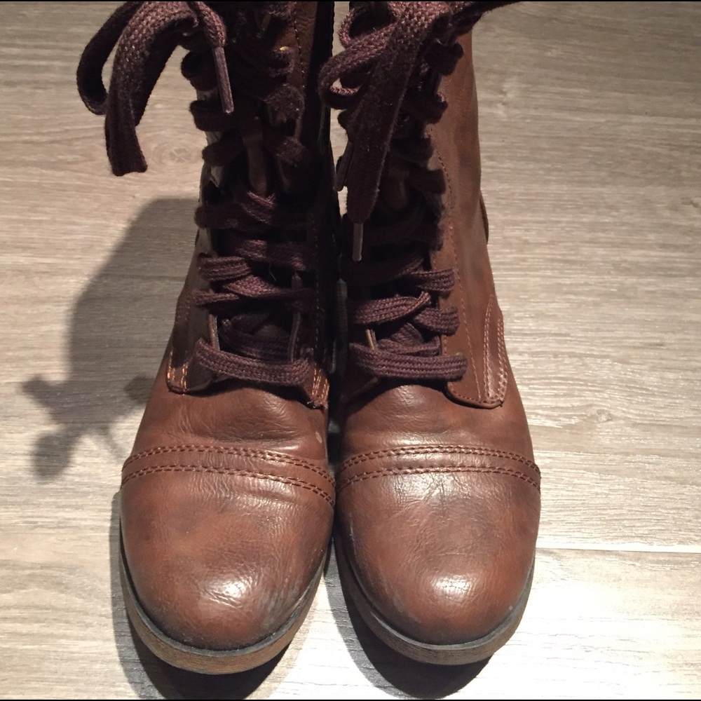 Brown lace up boots