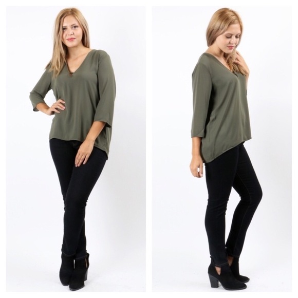 😍SALE! Open Back Olive Green Tunic - Picture 2 of 2