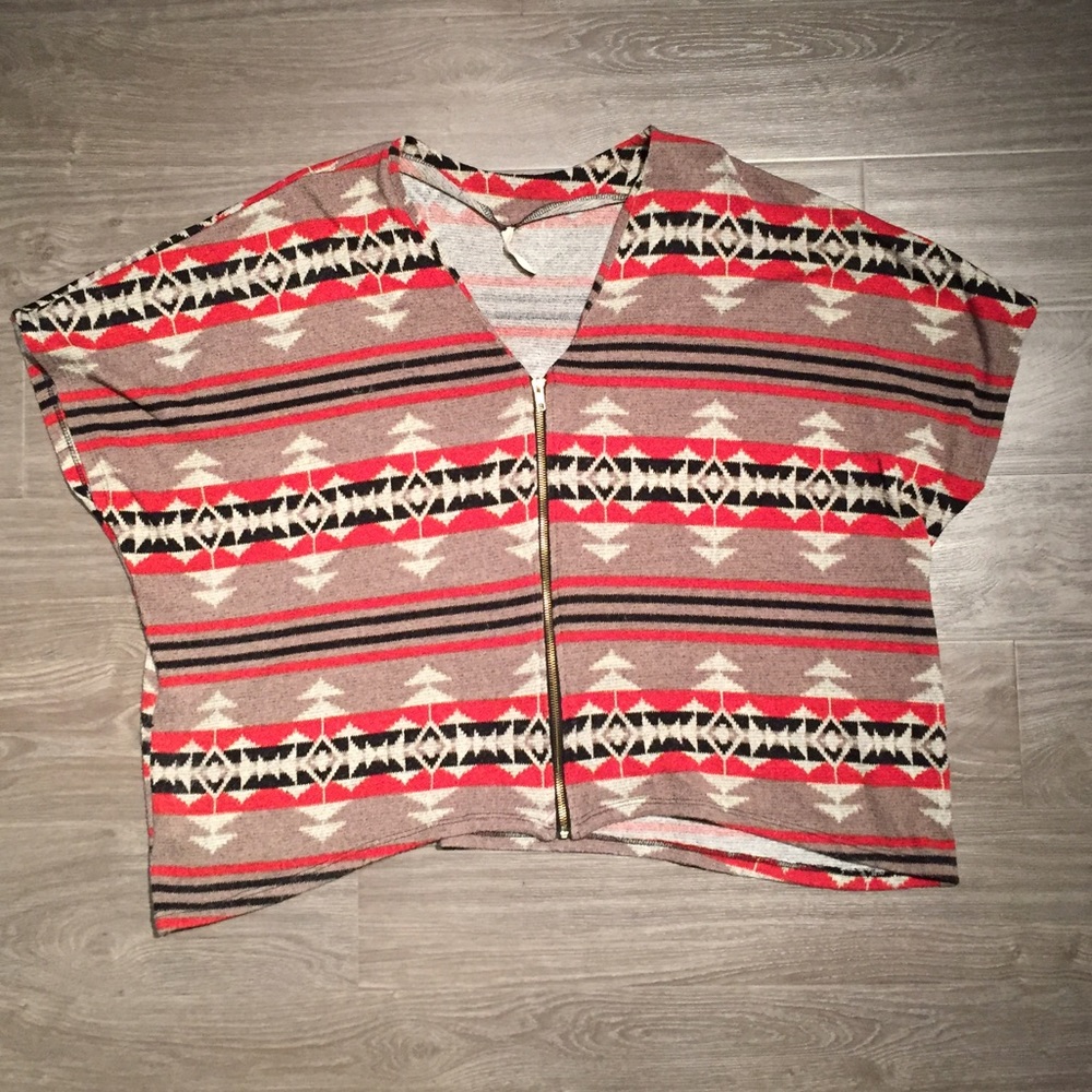 Aztec poncho-Esque sweater.