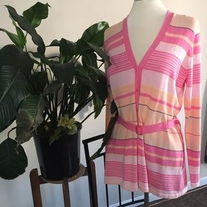 Liz Claiborne -Pink shared striped sweater