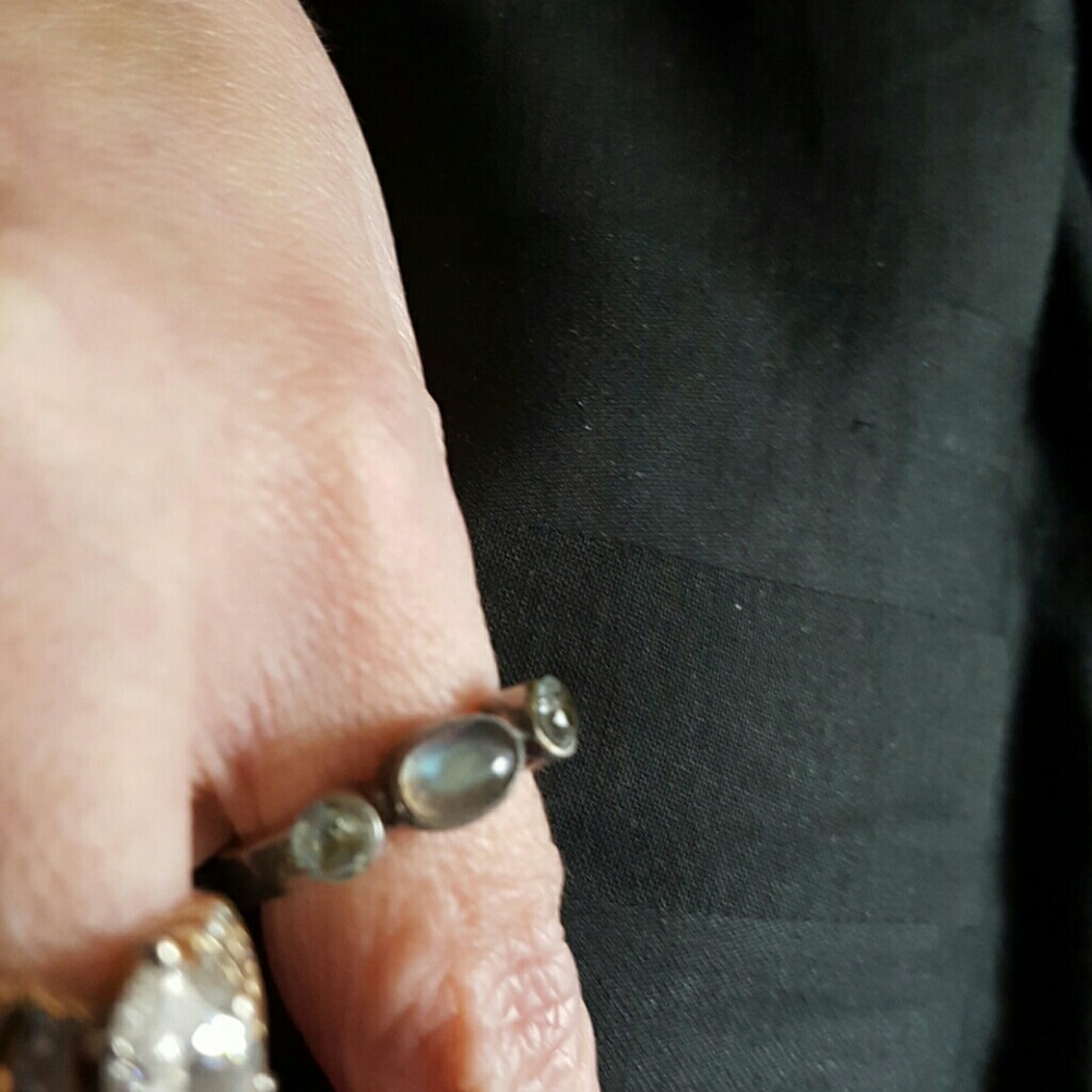 Sterling silver moonstone and topaz ring sz 6