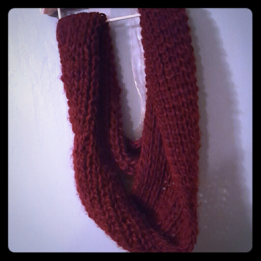 Red knit infinity scarf