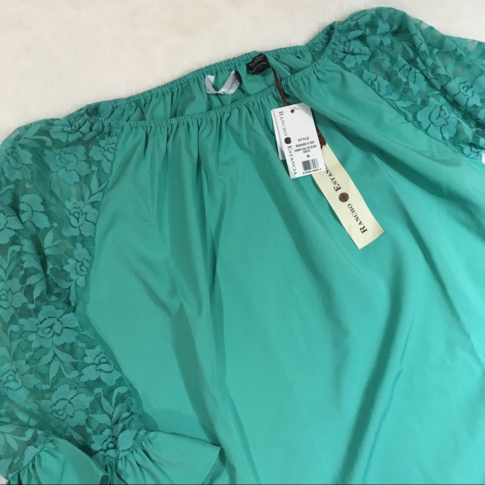 turquoise top bell sleeves