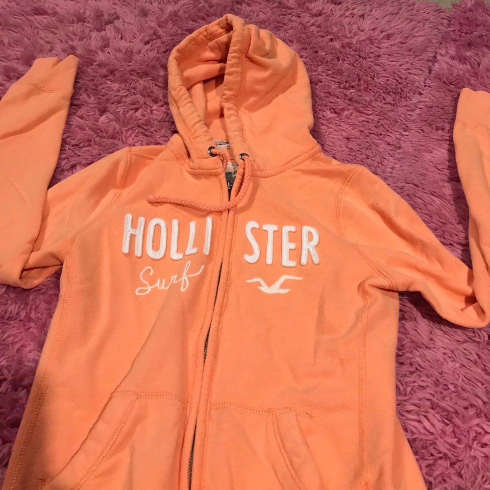 Hollister full zip hoodie Orange
