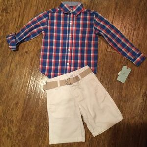 NWT Class Club Plaid Shirt White Short Set🇺🇸