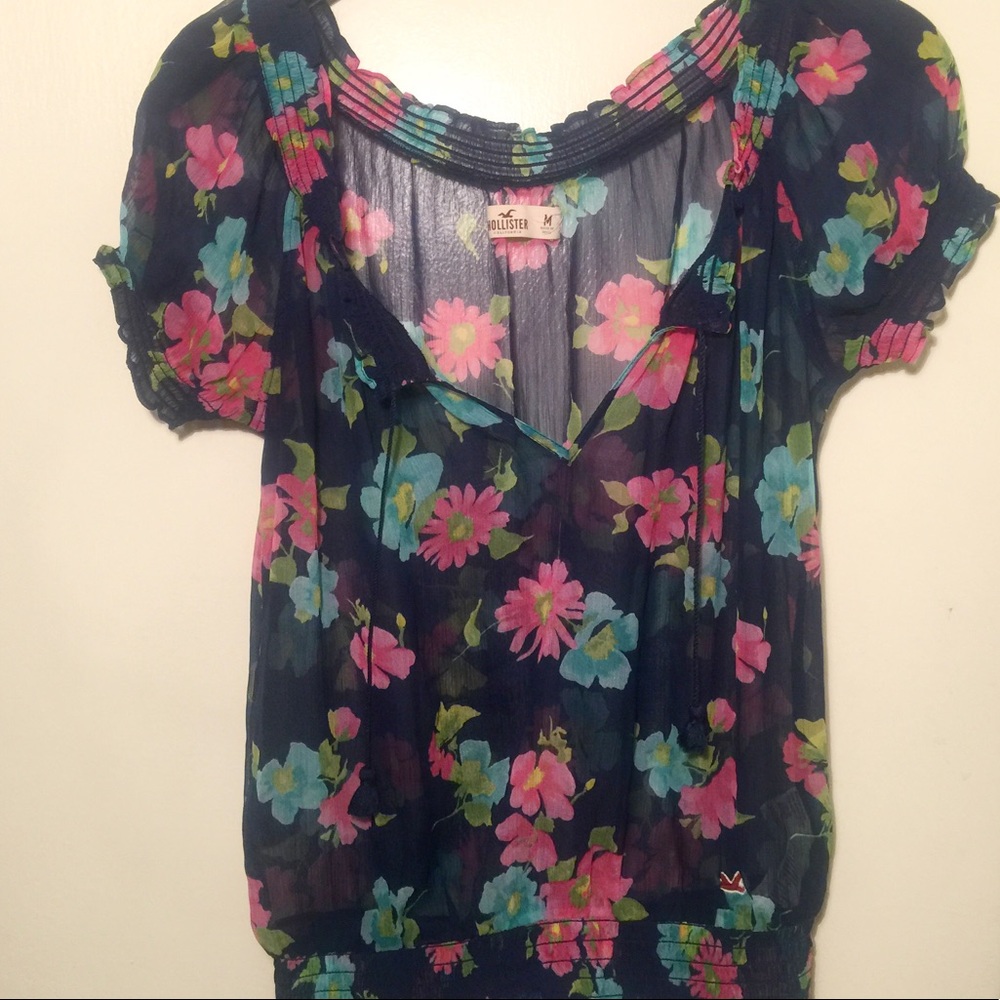 Hollister Floral Patterned Transparent Blouse - M