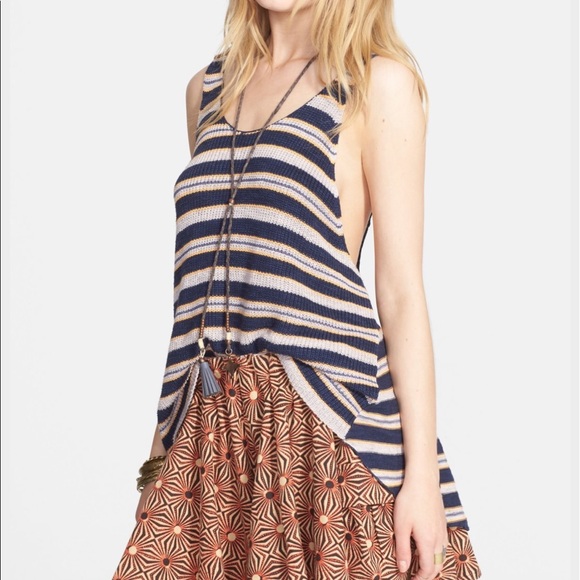 Free People Tops - Free people "Sailor Oversized Tank" in navy combo