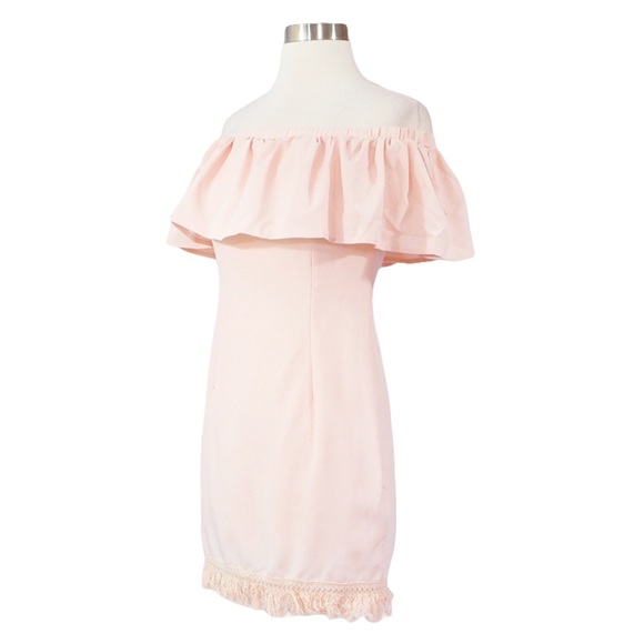 ⚡️⚡️CLEARANCE Blush Pink Off Shoulder Tassel Dress - Picture 6 of 7