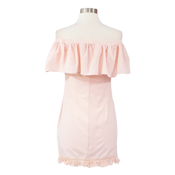 ⚡️⚡️CLEARANCE Blush Pink Off Shoulder Tassel Dress - Picture 7 of 7