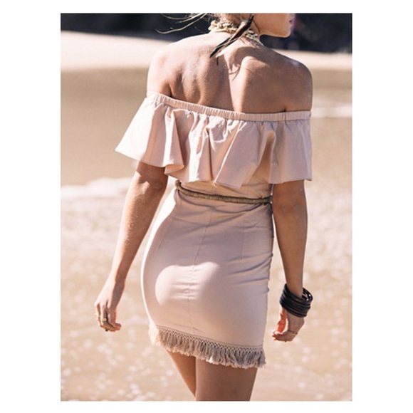 ⚡️⚡️CLEARANCE Blush Pink Off Shoulder Tassel Dress - Picture 4 of 7