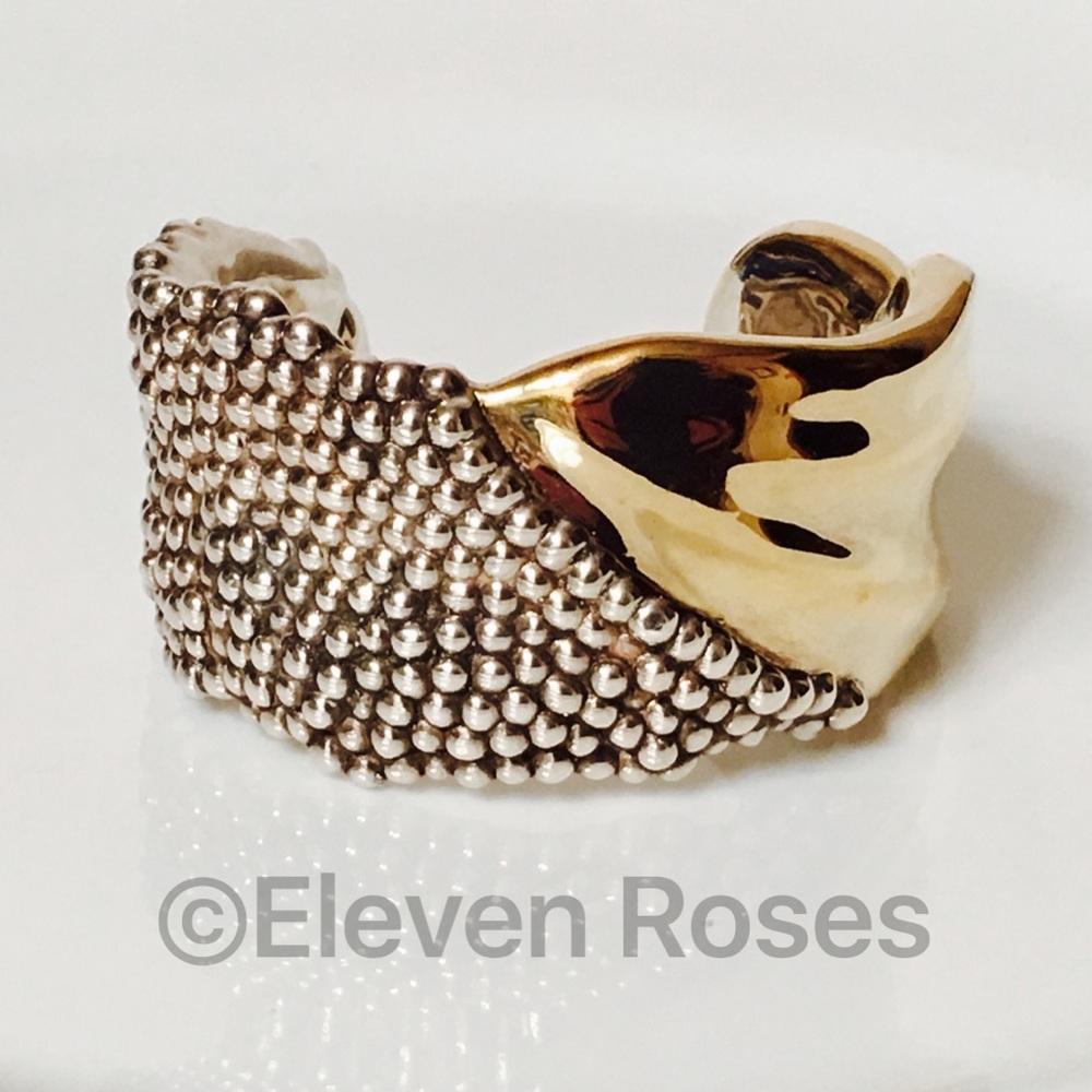 Bat-Ami Sterling Caviar & Champagne Cuff Bracelet - Picture 2 of 7