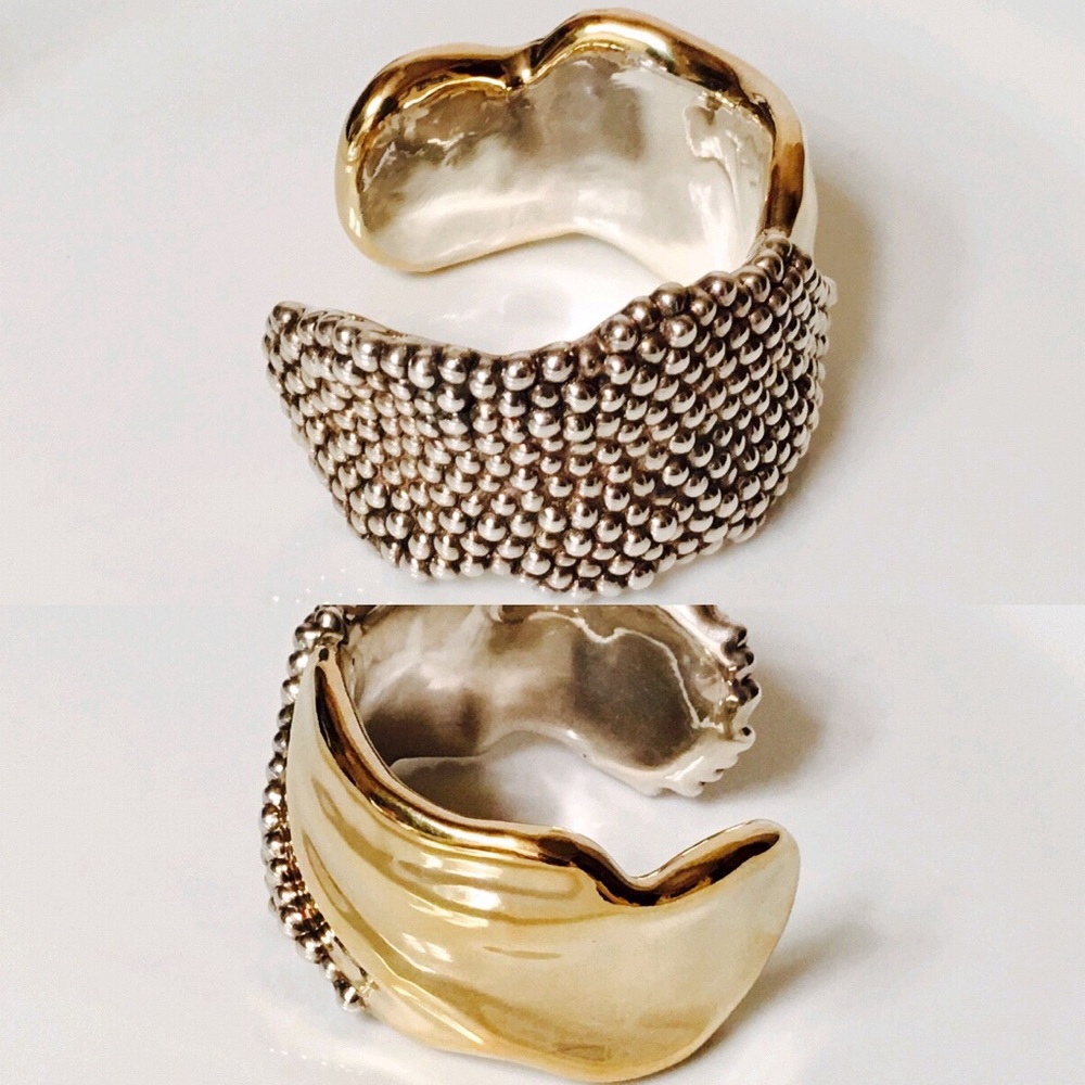 Bat-Ami Sterling Caviar & Champagne Cuff Bracelet - Picture 3 of 7