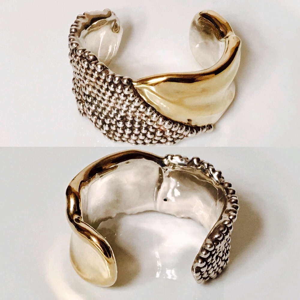Bat-Ami Sterling Caviar & Champagne Cuff Bracelet - Picture 4 of 7