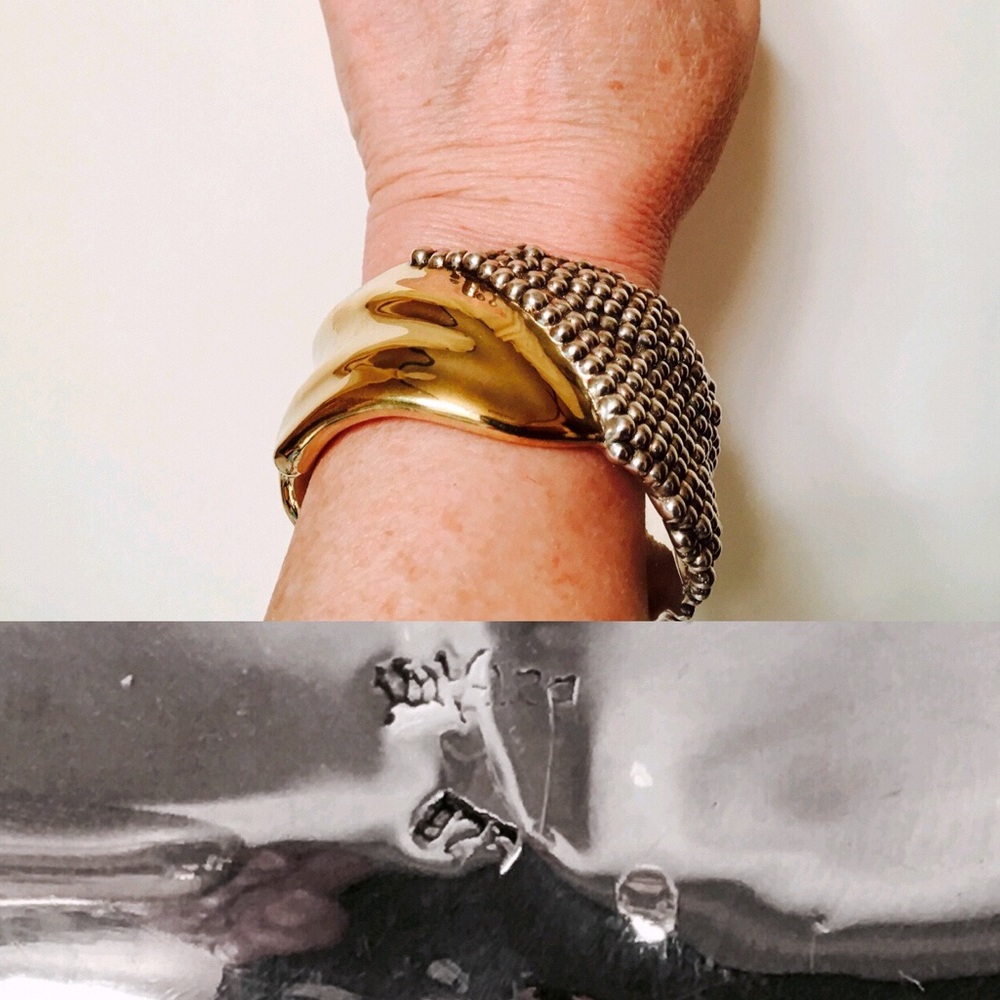 Bat-Ami Sterling Caviar & Champagne Cuff Bracelet - Picture 5 of 7