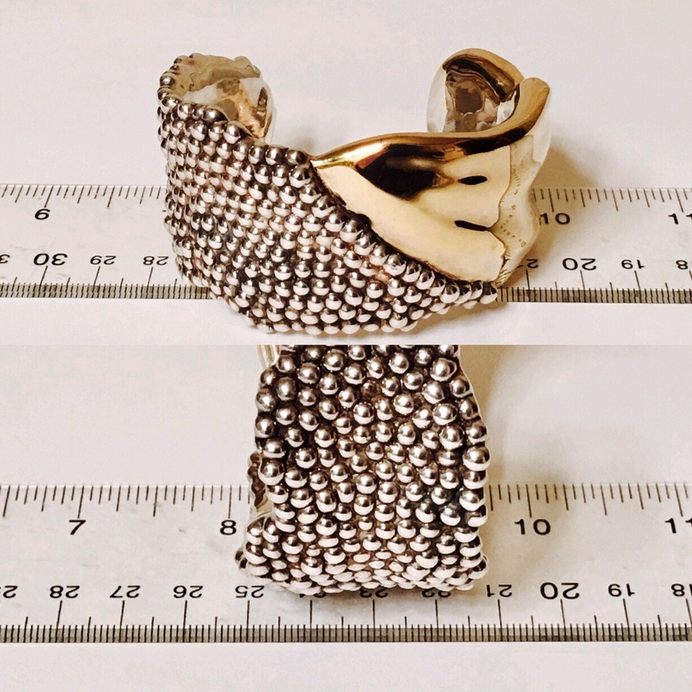 Bat-Ami Sterling Caviar & Champagne Cuff Bracelet - Picture 6 of 7