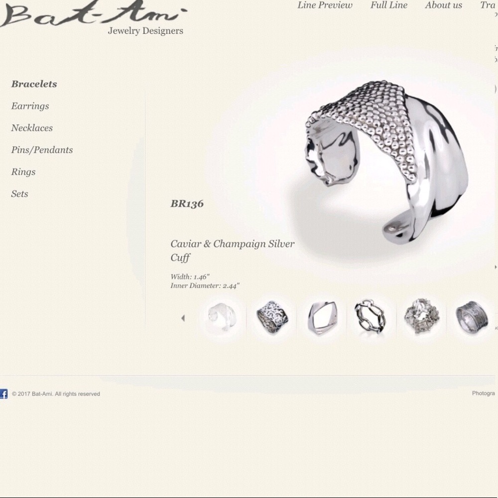 Bat-Ami Sterling Caviar & Champagne Cuff Bracelet - Picture 7 of 7