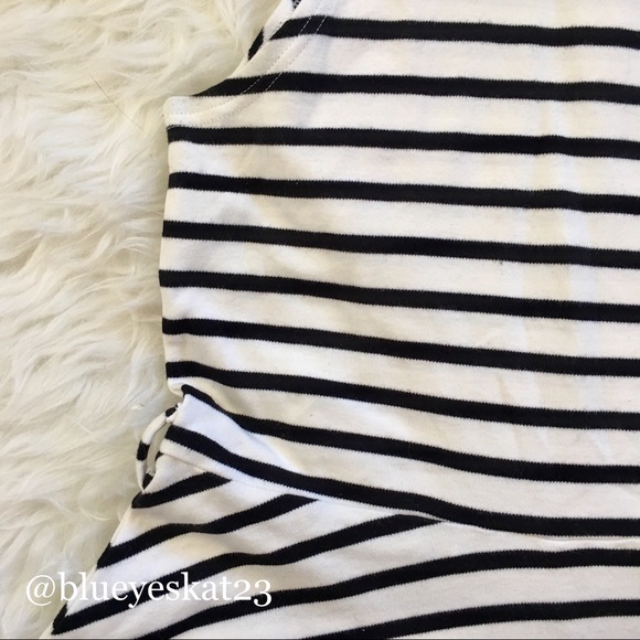 Black/White Striped Skater Dress w/Mock Turtleneck - Picture 3 of 6