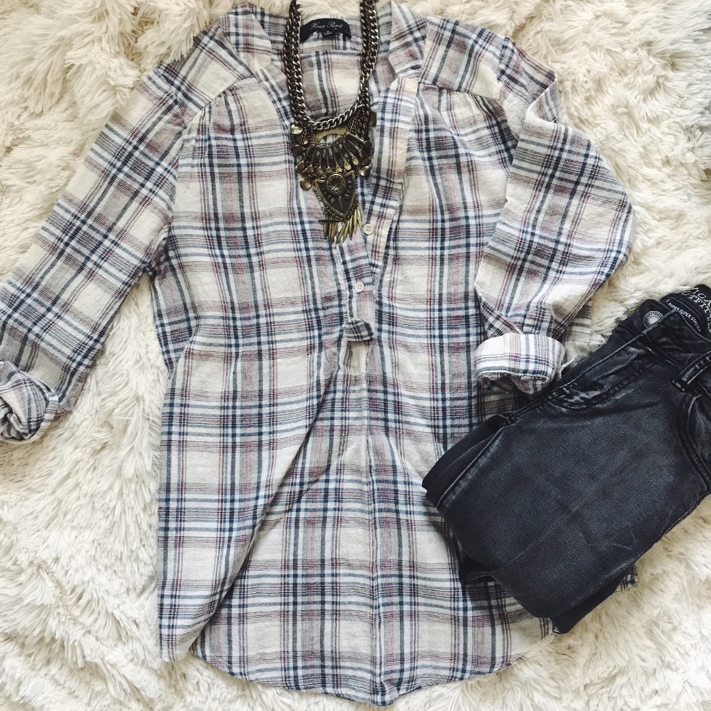 Honey Punch Plaid Top