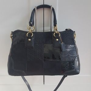 COACH HAMPTON BLACK PYTHON PATCHWORK BAG