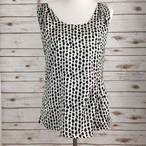 Ann Taylor Petite Cream & Black Polka Dot Top