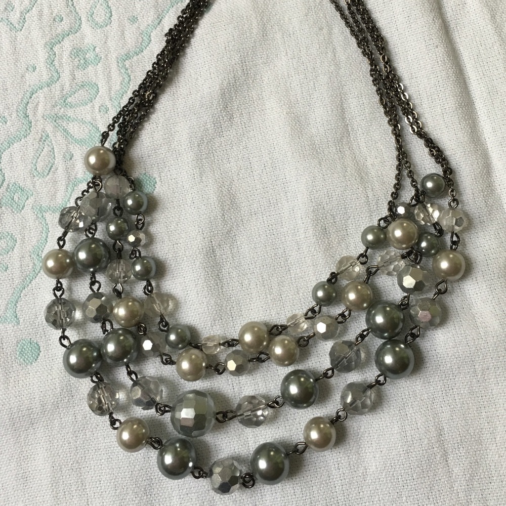 Lia Sophia multi-strand necklace in silver & blue