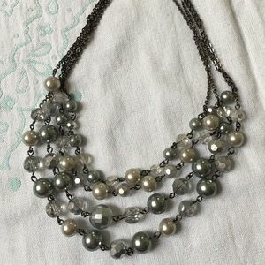 Lia Sophia multi-strand necklace in silver & blue