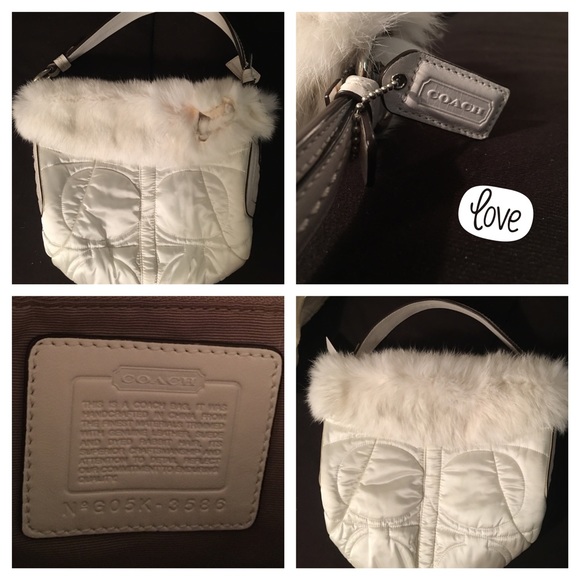 Authentic COACH White Rabbit Fur Evening Handbag - Picture 1 of 1