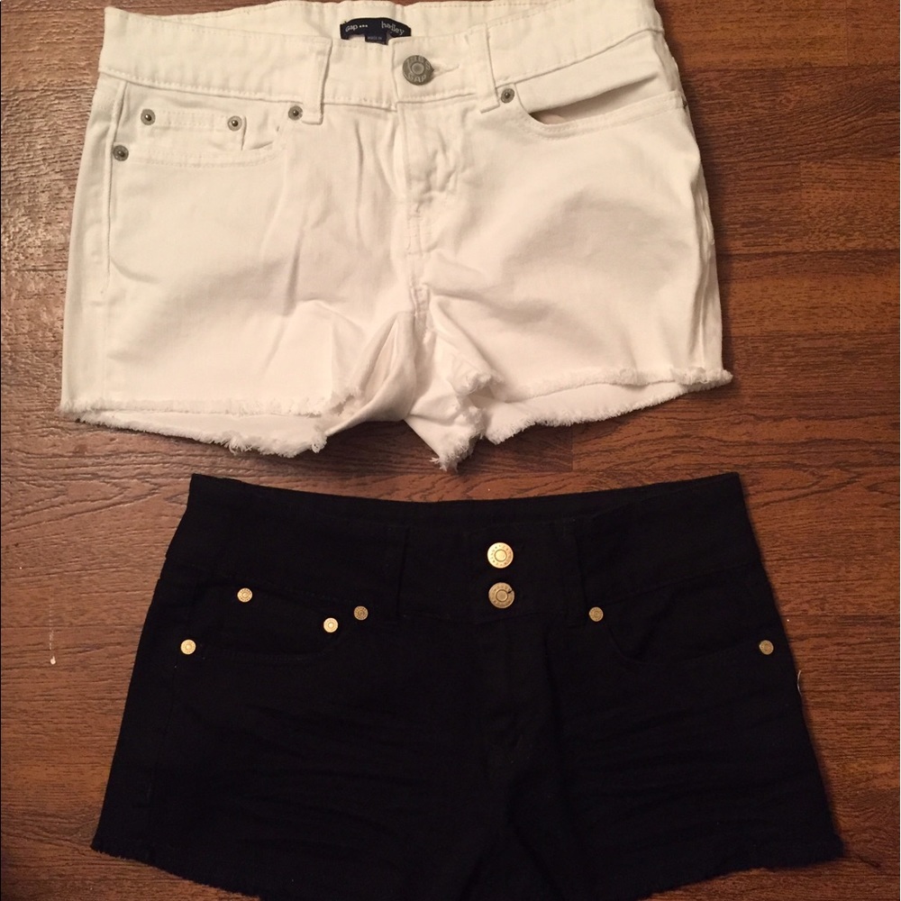 Black and White Denim Shorts