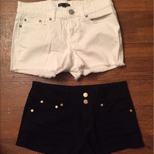 Black and White Denim Shorts
