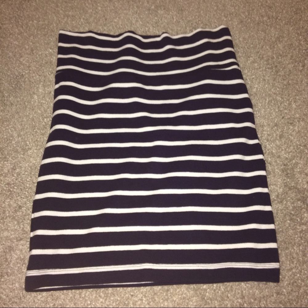 blue and white striped bodycon skirt