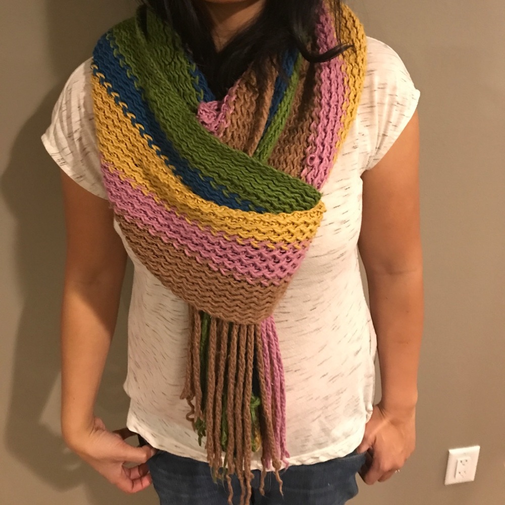 Warm Multi-color Adolfo Dominguez Knit Scarf