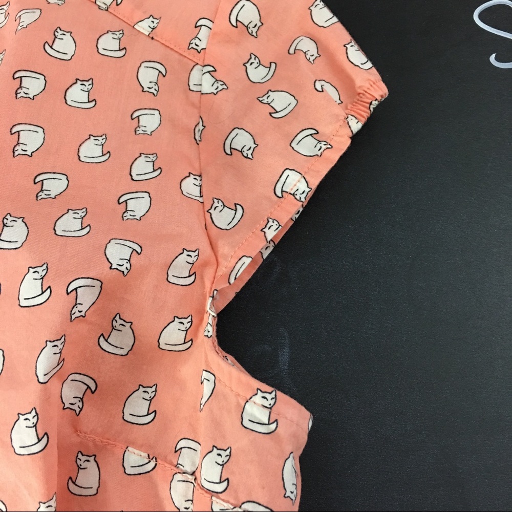 This Cute Cat Blouse with Elastic Cap Sleeves