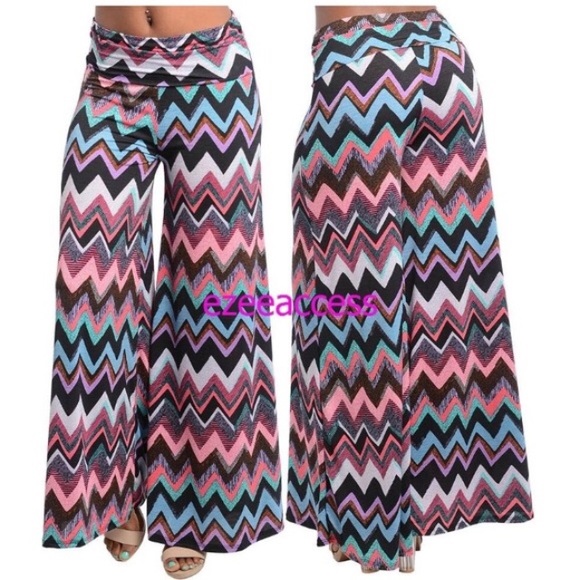 Wide leg palazzo trousers pants bottoms boho - Picture 2 of 2