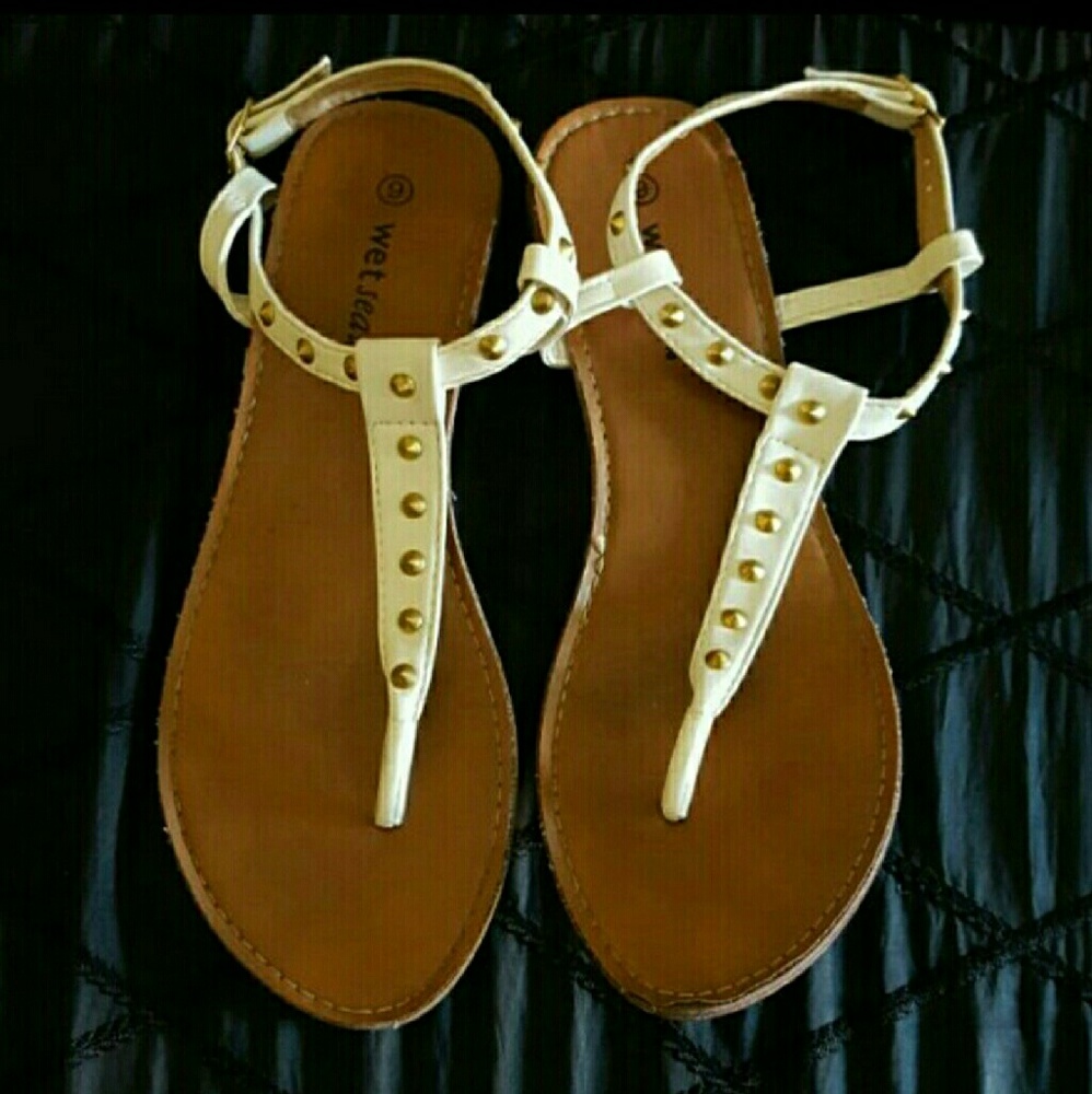 white sandals