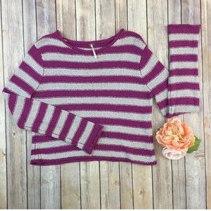 Free People Beach Cropped Raspberry Sweater