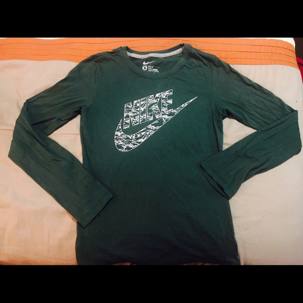 Nike slim fit olive green long sleeve