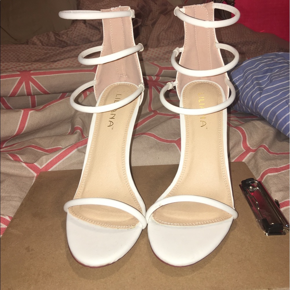 White strap heels