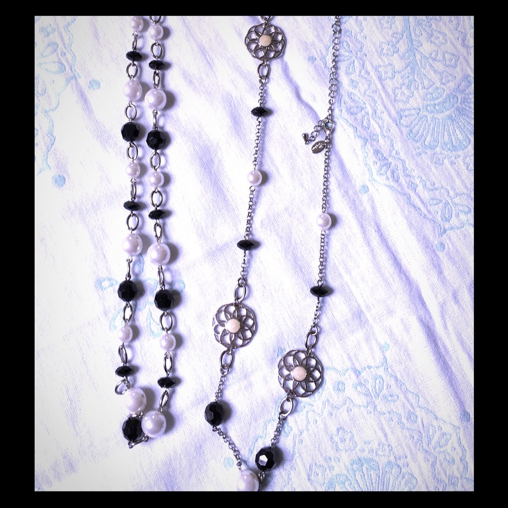 Lia Sophia twin daisy necklaces with pearls