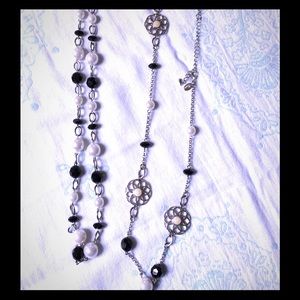 Lia Sophia twin daisy necklaces with pearls