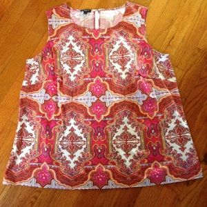 TALBOTS Multi-Color Floral Print Tank Top