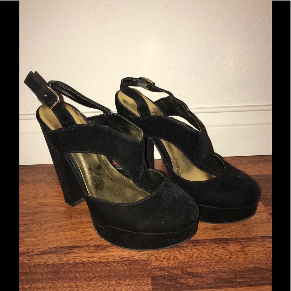 T-Strap Velvet Heels