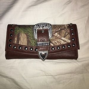 camo belt buckle bling wallet