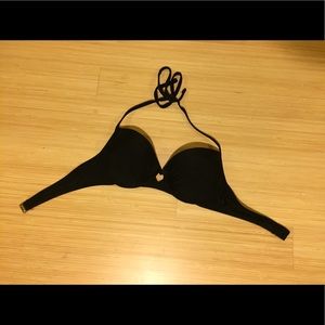 Black Bikini Top & Blue Printed Bottoms