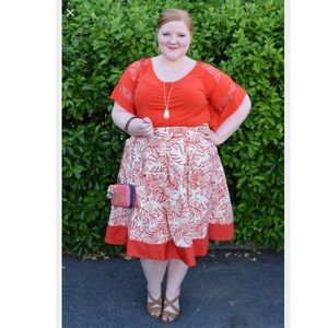 Lane Bryant Orange Ivory Linen blend Skirt