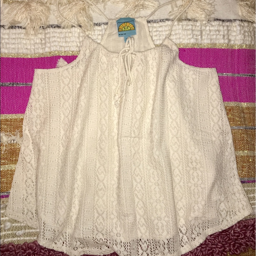 Cream colored C&C California tie tank top