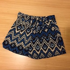 Blue Aztec Print Shorts