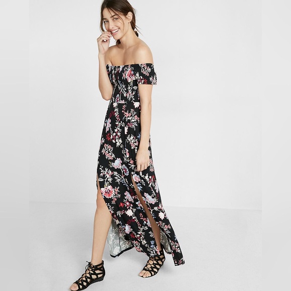 Express Dresses & Skirts - ✨HP ✨Floral Print Off The Shoulder Maxi Dress✨