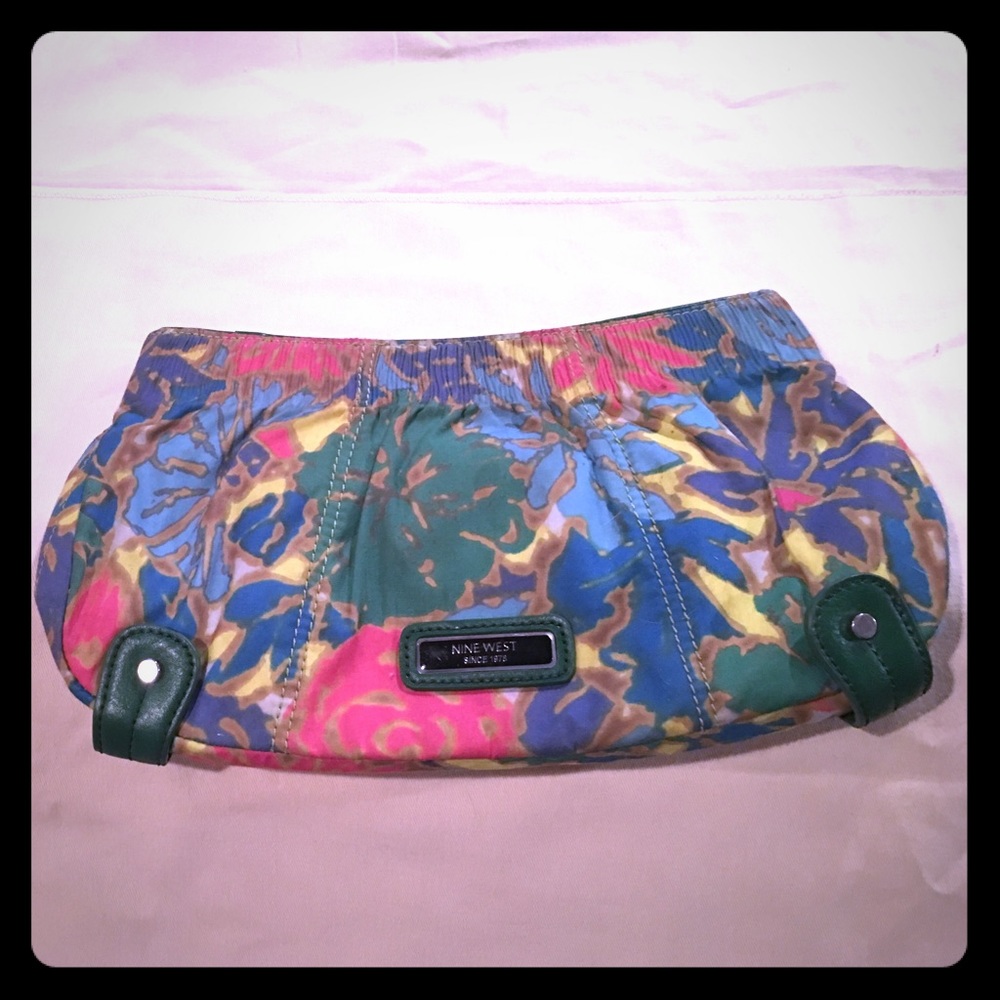 Multi-color Nine West clutch with magnetic button