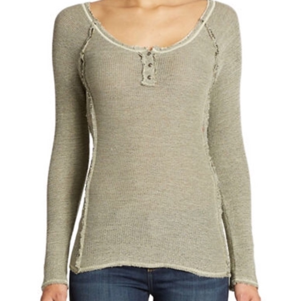 Free People Rag Tag Henley in Army Green